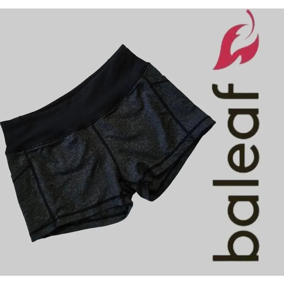 Baleaf women's gray with black workout activewear shorts with side pockets small - Picture 7 of 7